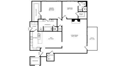 A black and white image of a floor plan for a house.