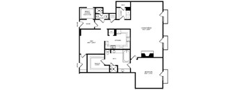 A black and white image of a floor plan for a house.