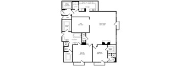 A black and white image of a house floor plan.
