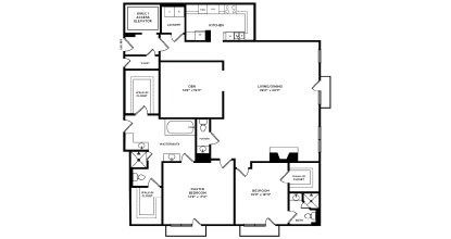 A black and white image of a house floor plan.