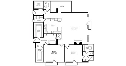 A black and white image of a house floor plan.