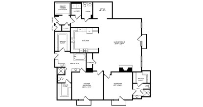 A black and white image of a floor plan for a house.