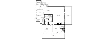 A black and white image of a floor plan for a house.