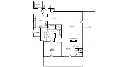 A black and white image of a floor plan for a house.