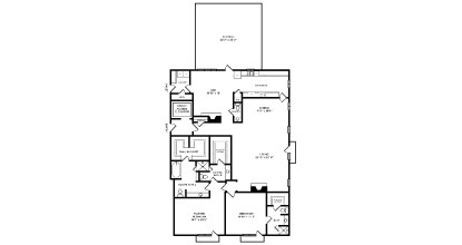 A floor plan of a house with a garage and a living room.