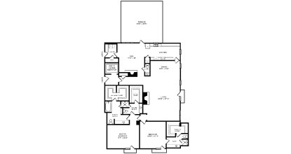 A floor plan of a house with a garage and a living room.
