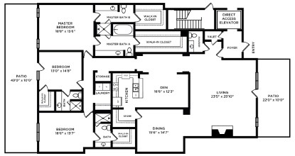 A black and white image of a house floor plan with rooms labeled.