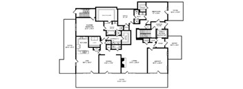 A black and white image of a house floor plan.