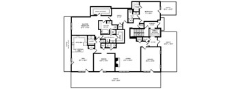A black and white image of a house floor plan.