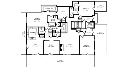 A black and white image of a house floor plan.