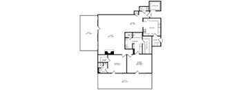 A black and white image of a floor plan for a house.