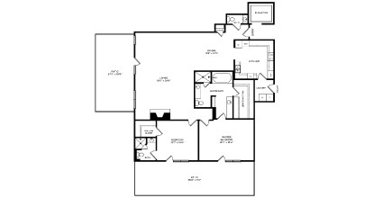A black and white image of a floor plan for a house.