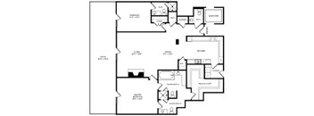 A black and white image of a house floor plan.