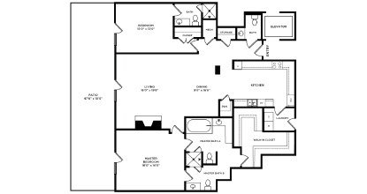A black and white image of a house floor plan.