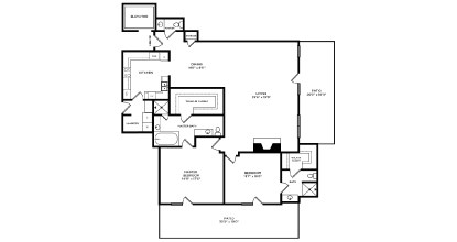 A floor plan of a house with a garage and a separate guest house.