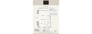 A floor plan for a 1 bedroom/1 bath unit at the Marke