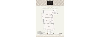 A floor plan for a 1 bedroom/1 bath apartment at Market Square Tower.