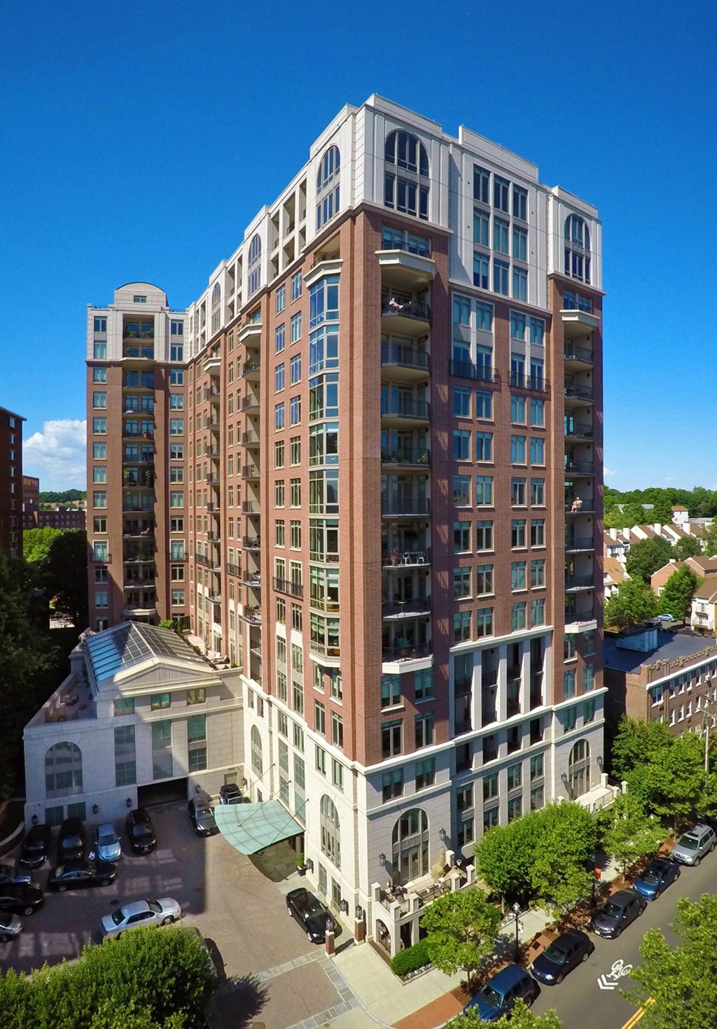 an aerial view of a tall building in a city at HIGHGROVE, Stamford