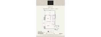 A floor plan for a 1 bedroom/1 bath apartment at Market Square Tower.
