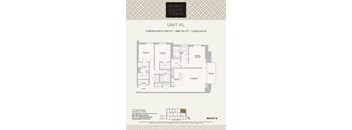 A floor plan for a 3 bedroom, 3.5 bath unit at the Market Square Tower.