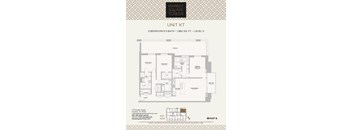 A floor plan for a 3 bedroom/3.5 bath unit at the Market Square Tower.