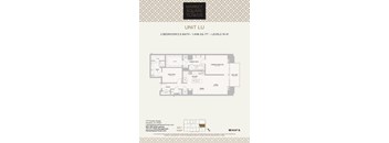 A floor plan for a 2 bedroom, 2.5 bath unit at Market Square Tower.