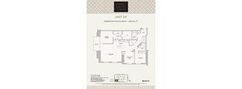A floor plan for a 3 bedroom apartment at Market Square Tower.