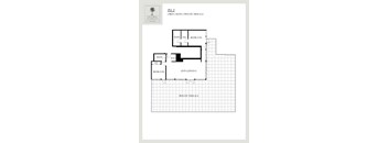 A floor plan for a two bedroom, two bathroom apartment with a living and dining room.