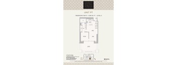 A floor plan for a 1 bedroom/1 bath apartment at Market Square Tower.