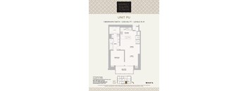 A floor plan for a 1 bedroom/1 bath apartment at Market Square Tower.