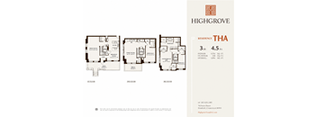 A floor plan for a Highgrove residence THA 3 BR 4.5 BA.