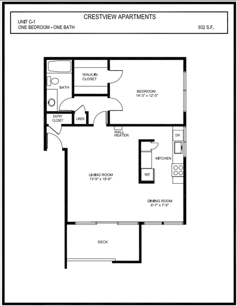 Crestview - 1 Bed 1 Bath Floorplan C1