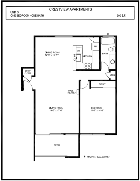 Crestview - 1 Bed 1 Bath Floorplan G