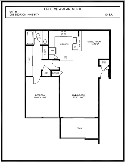 Crestview - 1 Bed 1 Bath Floorplan H