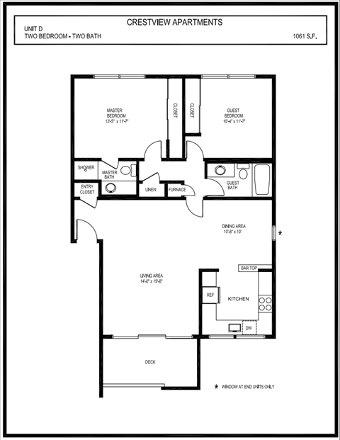Crestview - 2 Bed 2 Bath Floorplan D