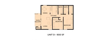 Unit D - Two Bedrooms, Two Bathrooms