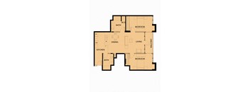 two level floor plan of a home with bedrooms and baths and a large dining room