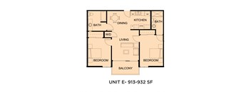 Unit E - Two Bedrooms, Two Bathrooms