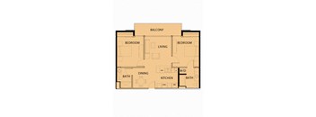 a floor plan of a house with an open floor plan with bedrooms and a kitchen