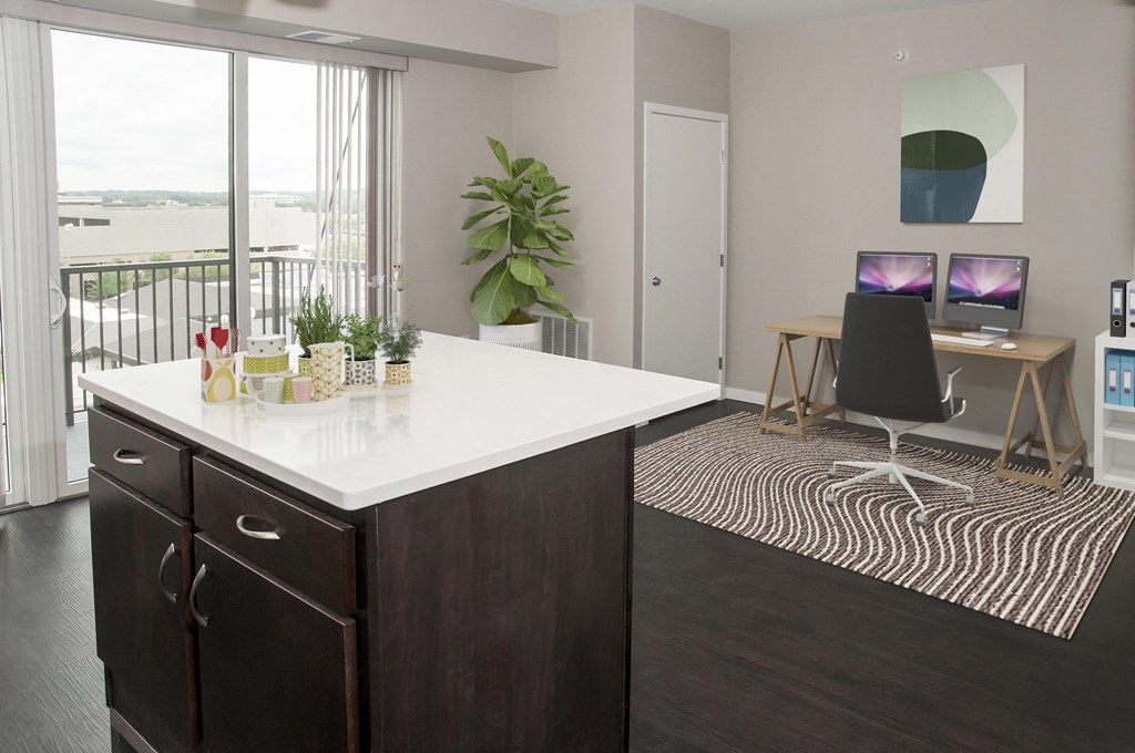 White Kitchen Island and Computer Desk