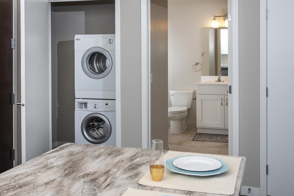 In Unit Washer Dryer and Bathroom