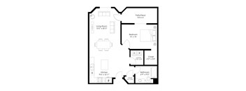 a floor plan of a 1 bedroom floor plan