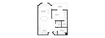 a floor plan of a 1 bedroom floor plan