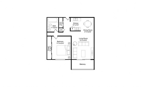 floor plan of 55 north luxury apartments to rent in the north end of boston