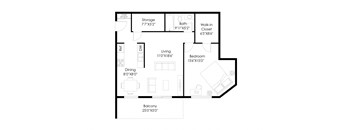 a floor plan of a small house with a bedroom and a living room
