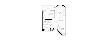 a floor plan of a bedroom floor plan with an open floor plan