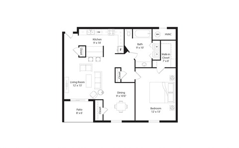 1 bed 1 bath F at The Donovan Apartment Homes, Nebraska, 68516