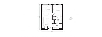 a floor plan of a house with a bedroom and a living room