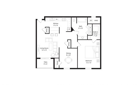 1 bed 1 bath J at The Donovan Apartment Homes, Lincoln, Nebraska