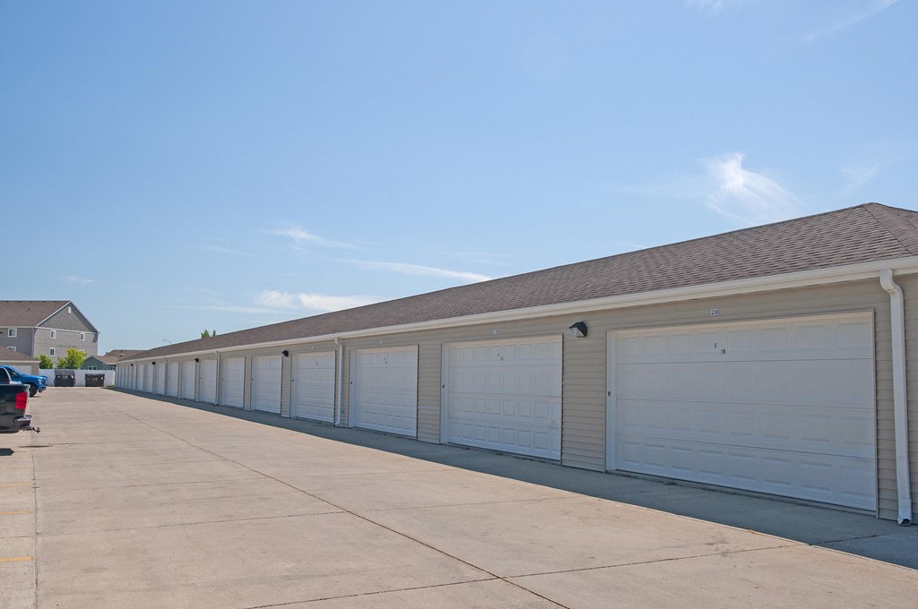 Outdoor Garage with Many Doors